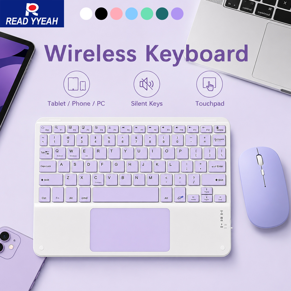 Tablet Accessories Keyboard - Przenośna, ładowalna klawiatura Bluetooth z touchpadem,